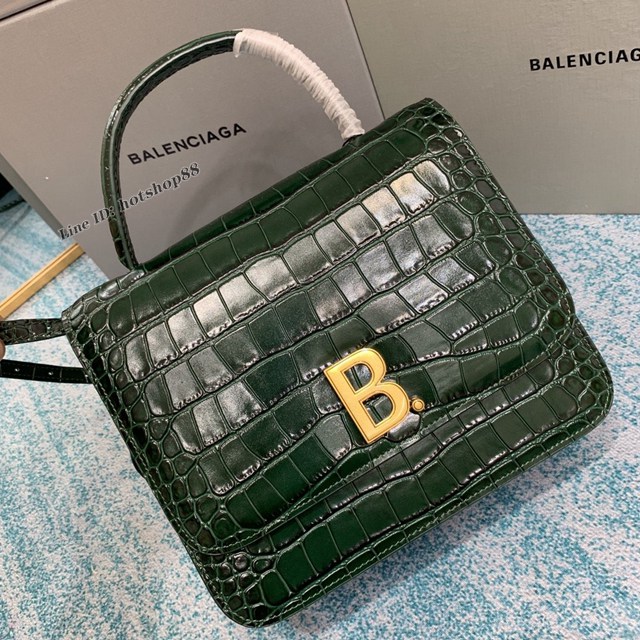 Balenciaga專櫃爆款巴黎世家鱷魚深林綠手提豆腐包 款號：644205 fyj1919